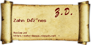 Zahn Dénes névjegykártya
